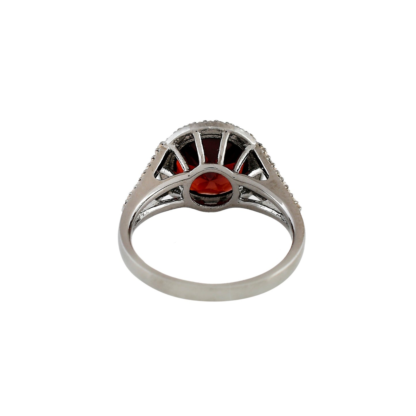 Diamond Halo Garnet Engagement Ring