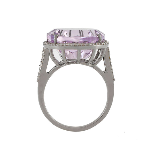 Fancy Cut Amethyst Diamond Ring