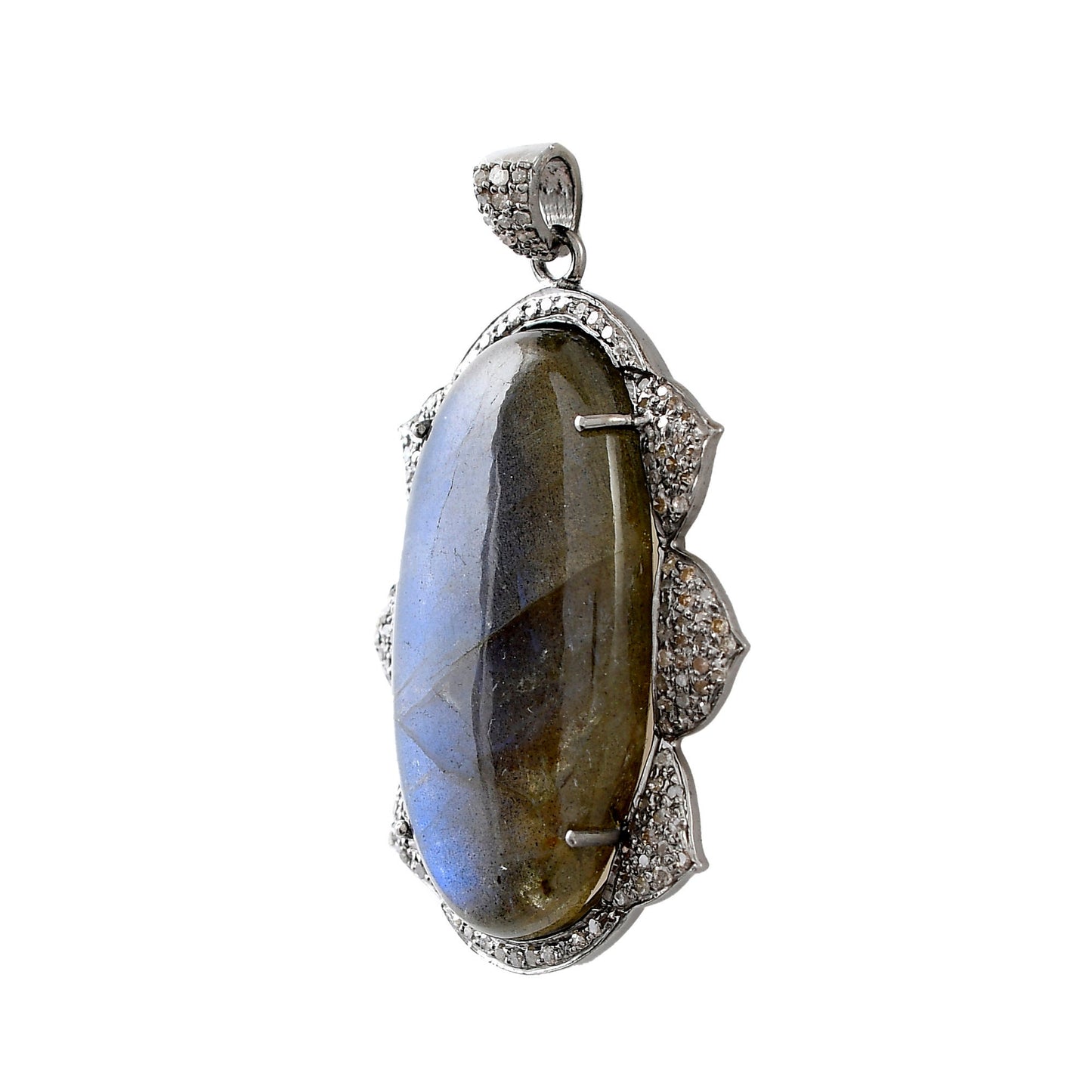 Labradorite Pave Diamonds Pendant
