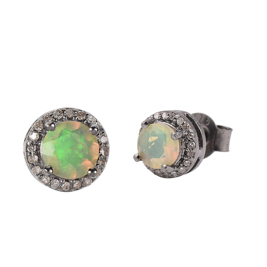 Round Opal Earrings