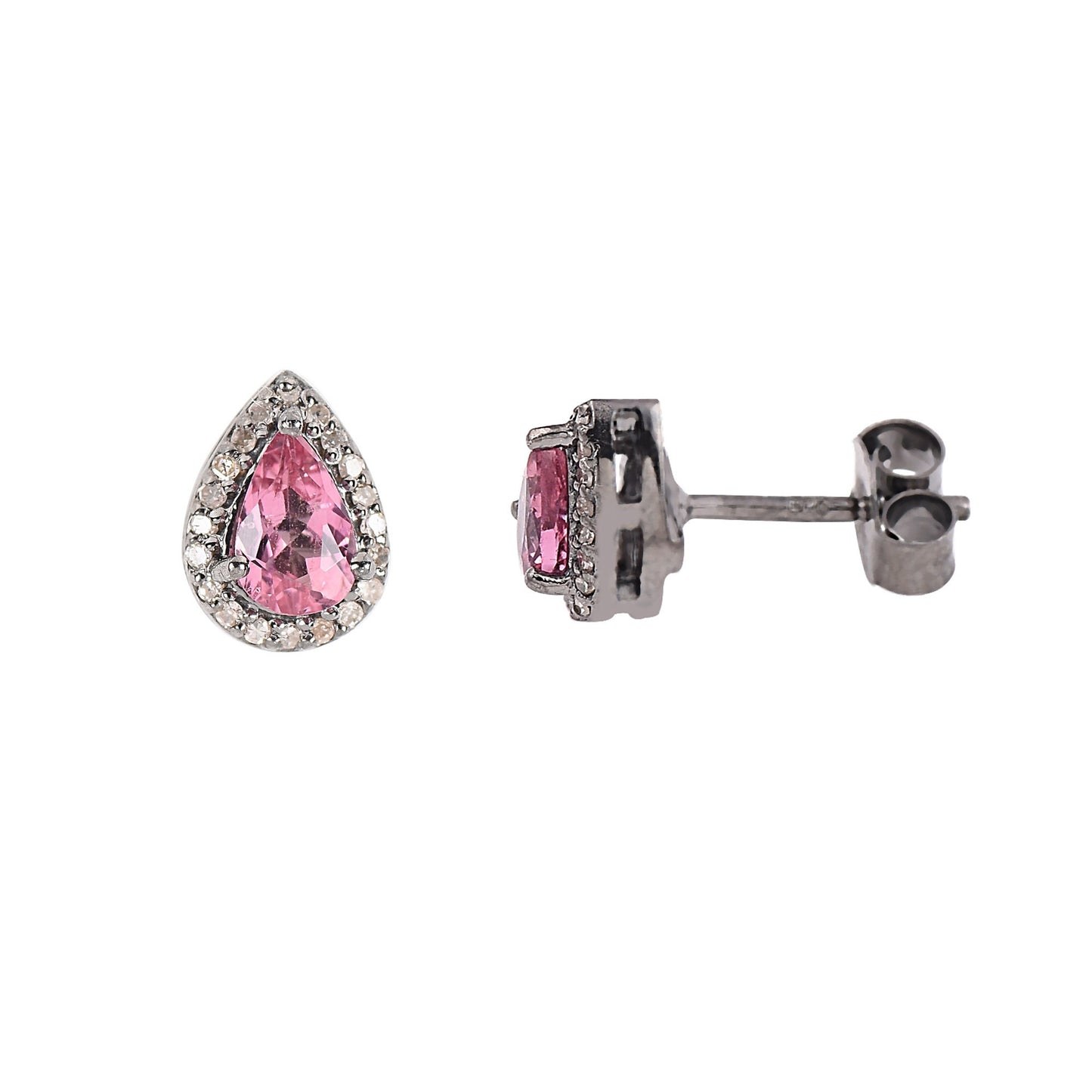 Pink Tourmaline Halo Earrings