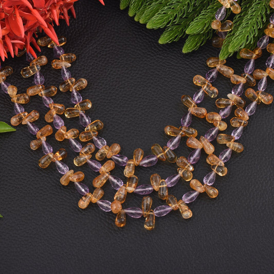 Droplets Beaded Amethyst Citrine Necklace