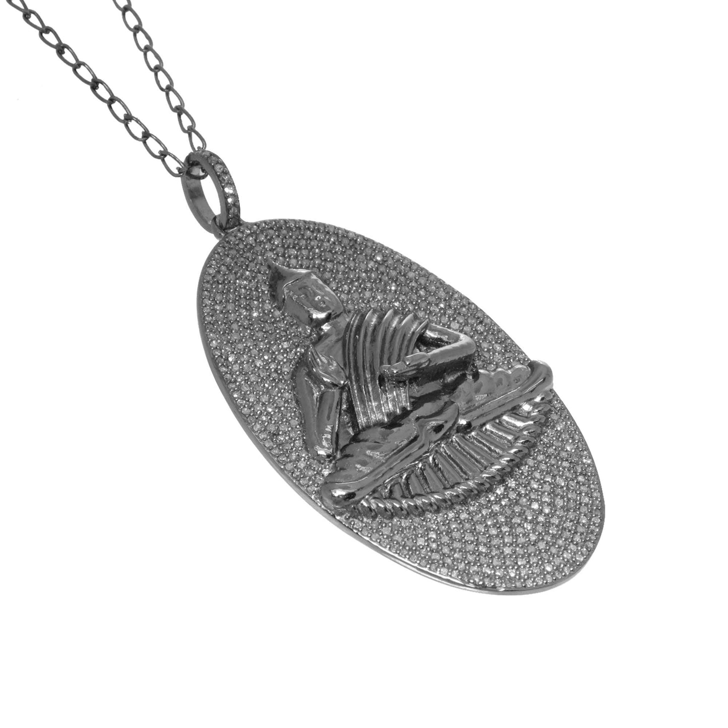 Buddha Figurine Diamond Silver Pendant