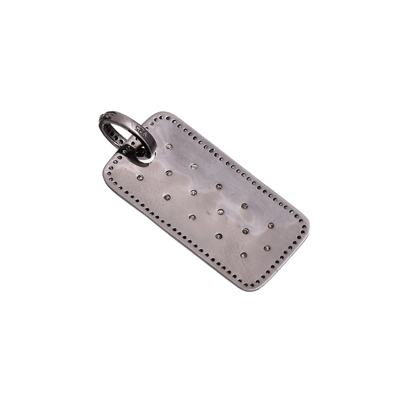 Rectangular Diamond Silver Pendant
