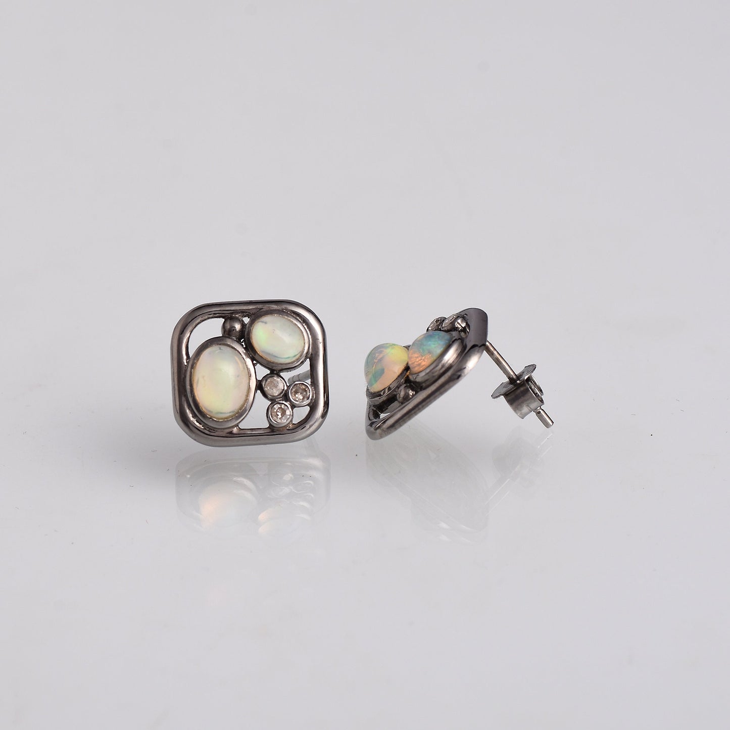 Opal Diamond Stud Earrings