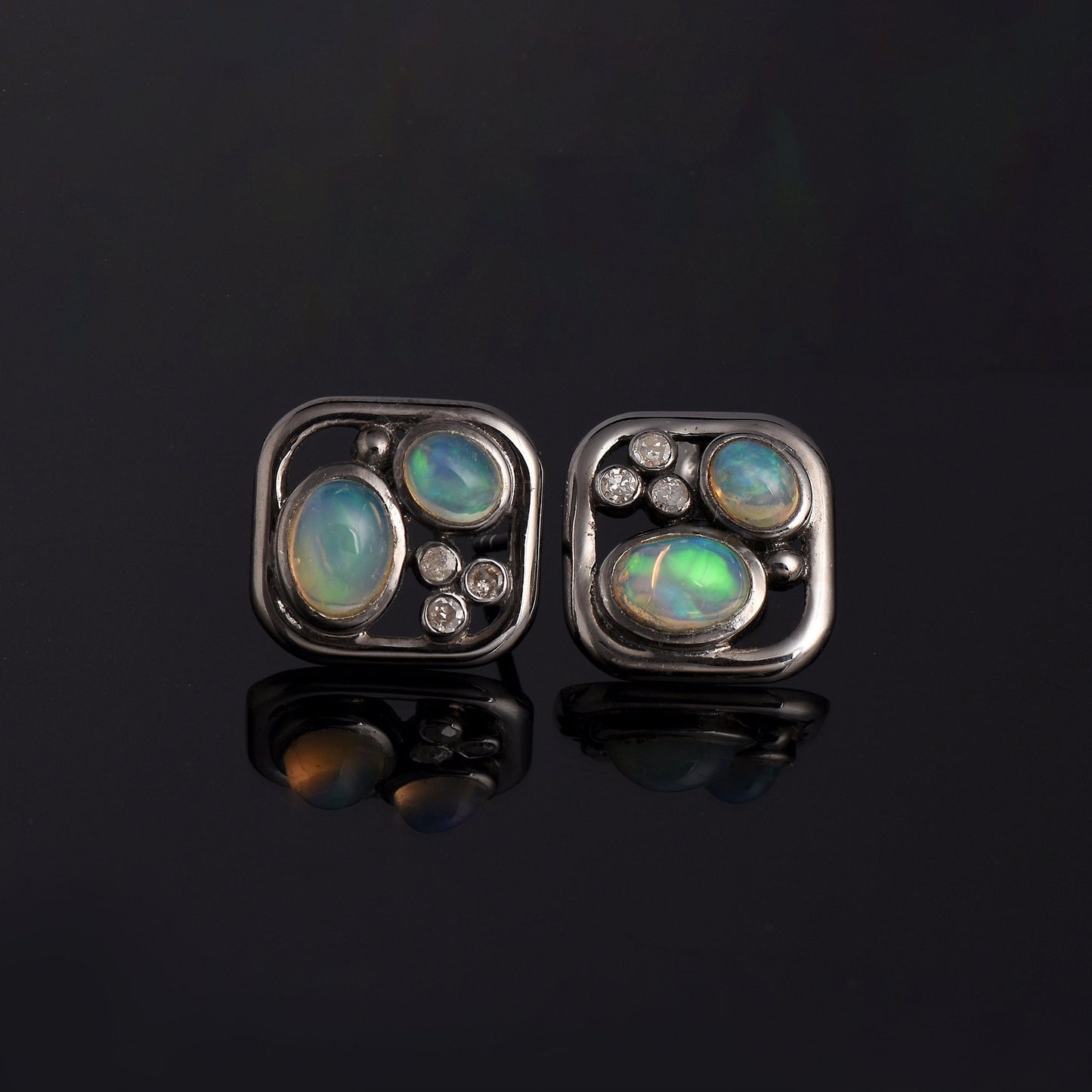Opal Diamond Stud Earrings