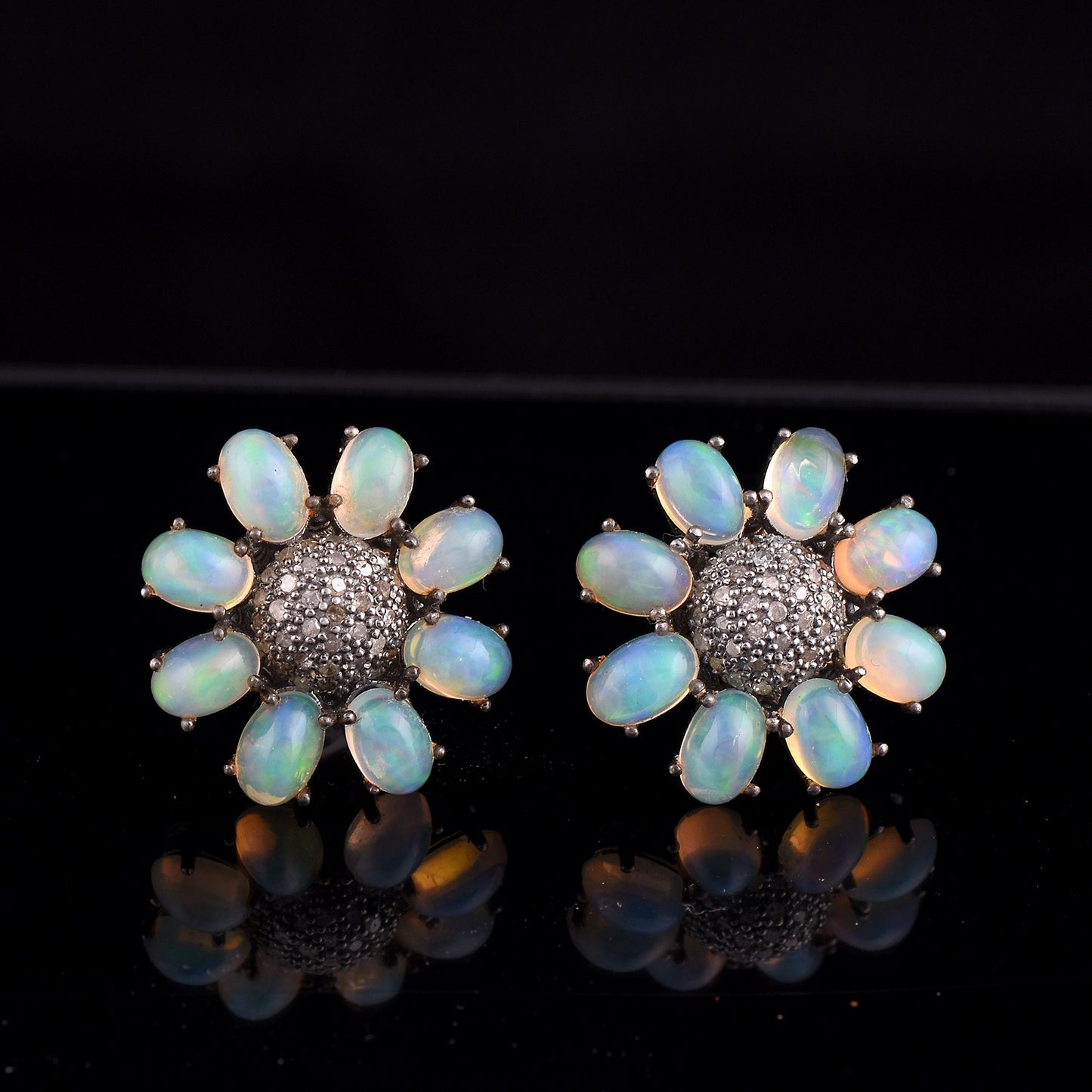 Sunset Evening Flowers Opal Stud Earring