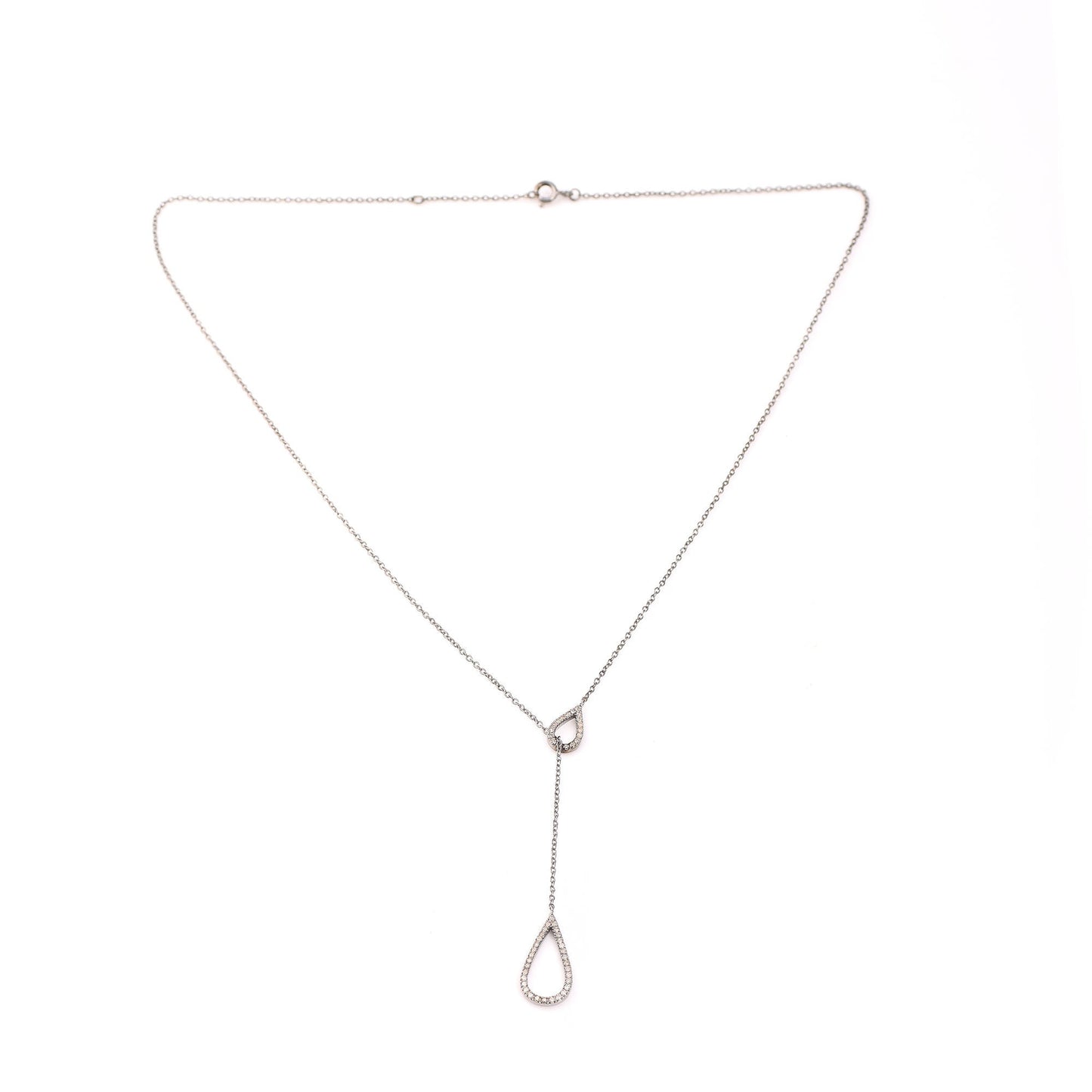 Y Lariat Teardrop Diamond Dainty Necklace