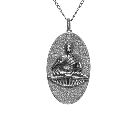 Buddha Figurine Diamond Silver Pendant