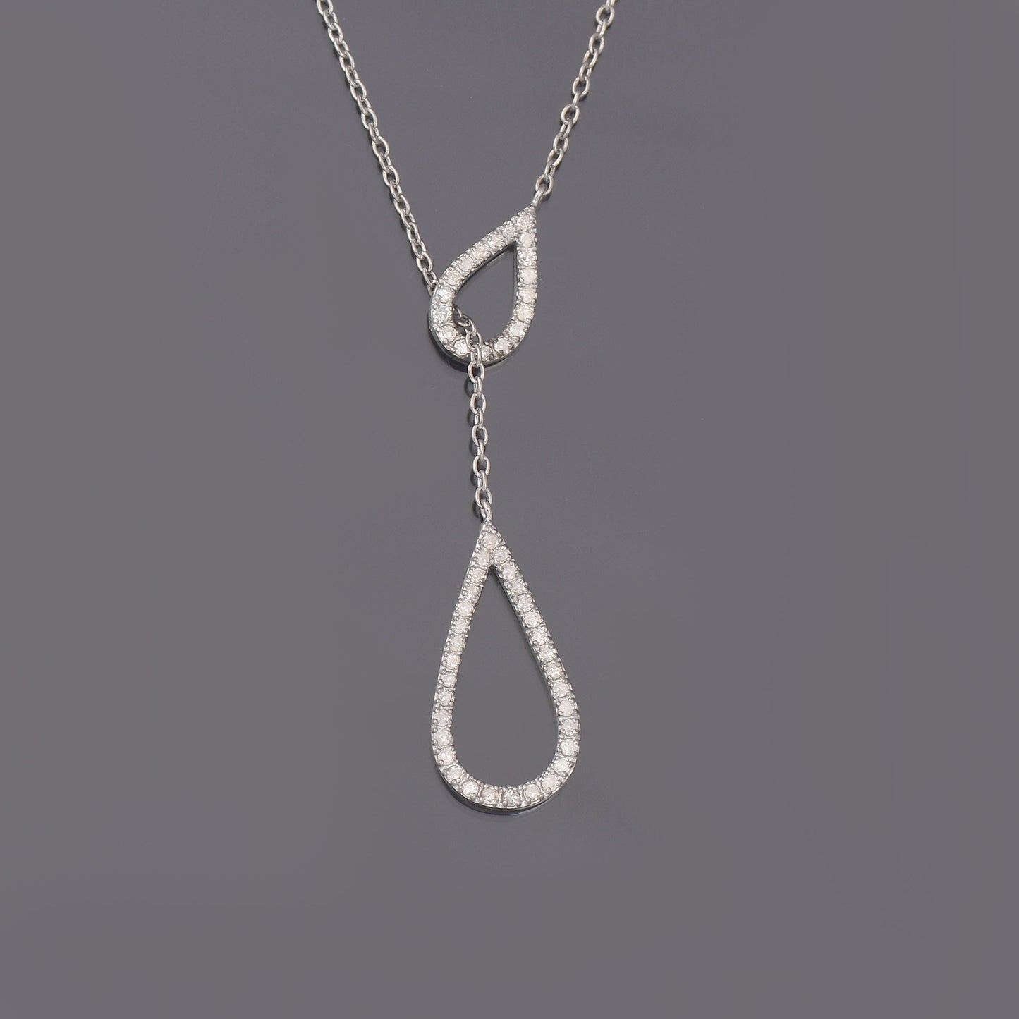 Y Lariat Teardrop Diamond Dainty Necklace