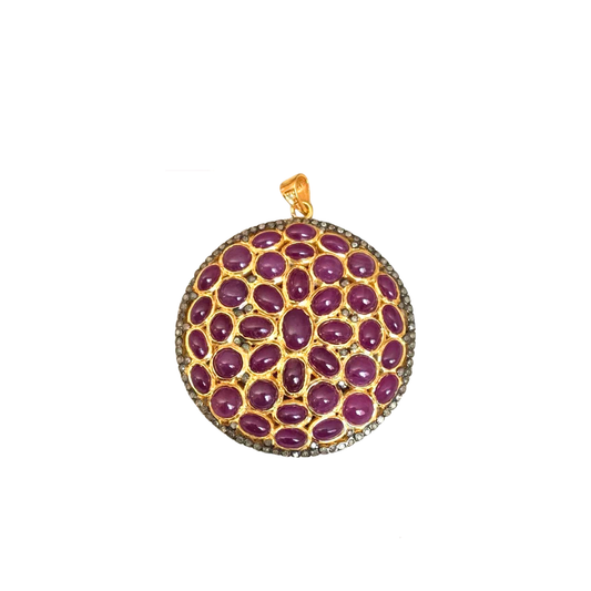 Sterling Captivating Designer Ruby Pendent With Diamond