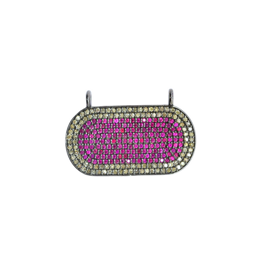 Pave Ruby Connector Pendant With Diamonds