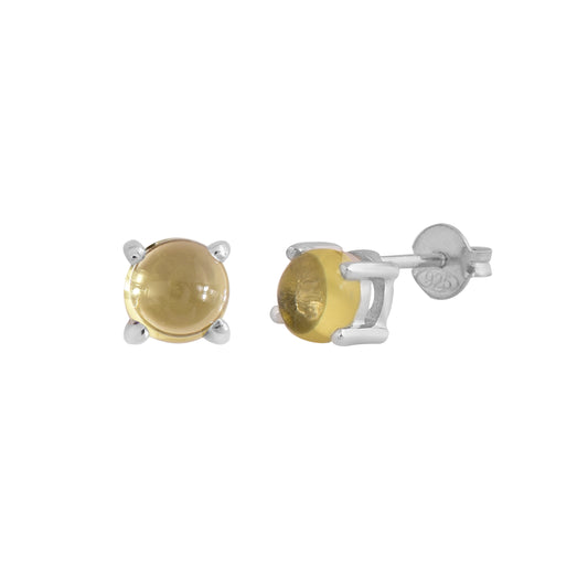 Silver Lemon Quartz Studs Earrings
