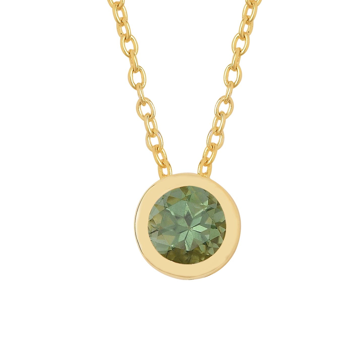 Green Amethyst Chain Necklace 925 Silver
