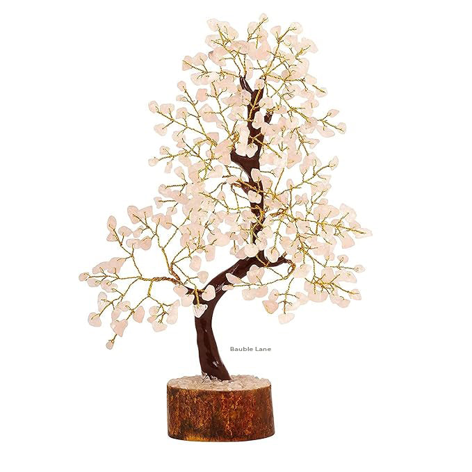 300 Beads Rose Quartz Vastu Tree with Golden Strings