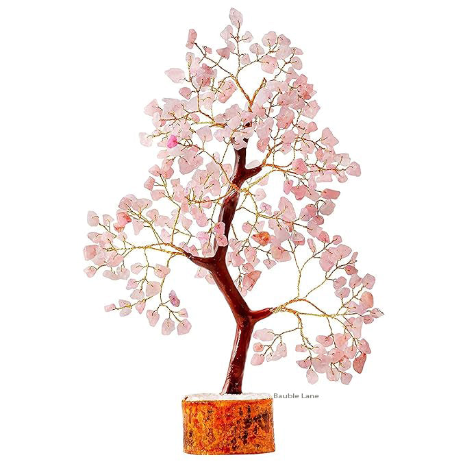 300 Beads Rose Quartz Vastu Tree with Golden Strings