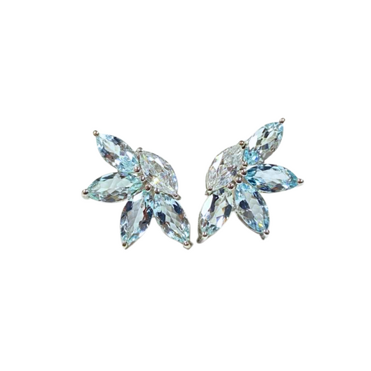 Silver Blue Topaz Studs Earrings