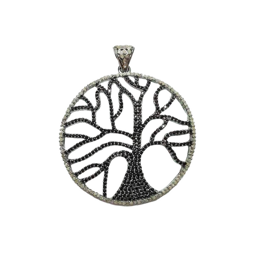 Black Spinal Three Of Life Pendant With Diamonds
