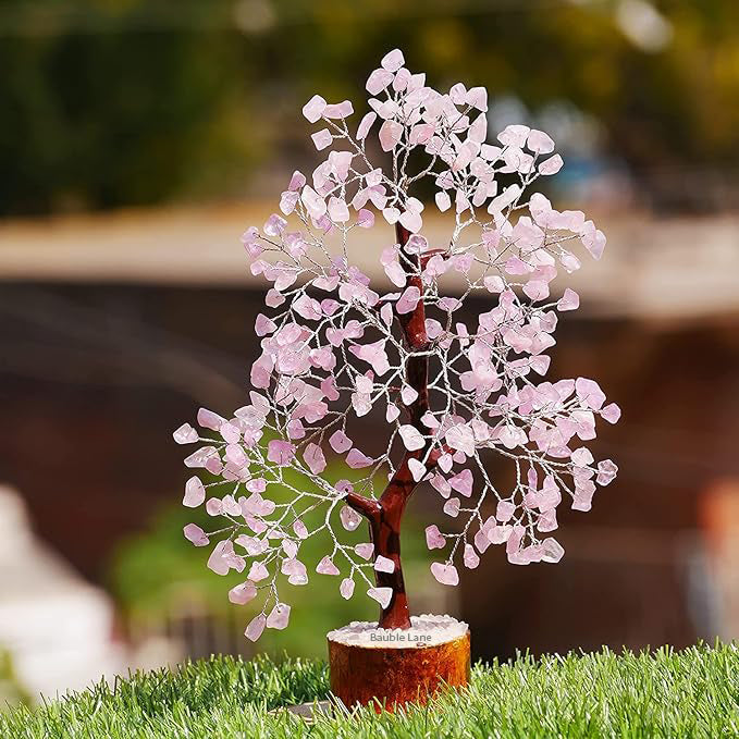 300 Beads Rose Quartz Vastu Tree with Golden Strings