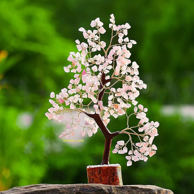 300 Beads Rose Quartz Vastu Tree with Golden Strings