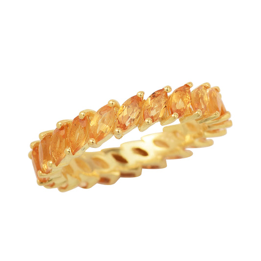 Silver Citrine Full Eternity Band Ring
