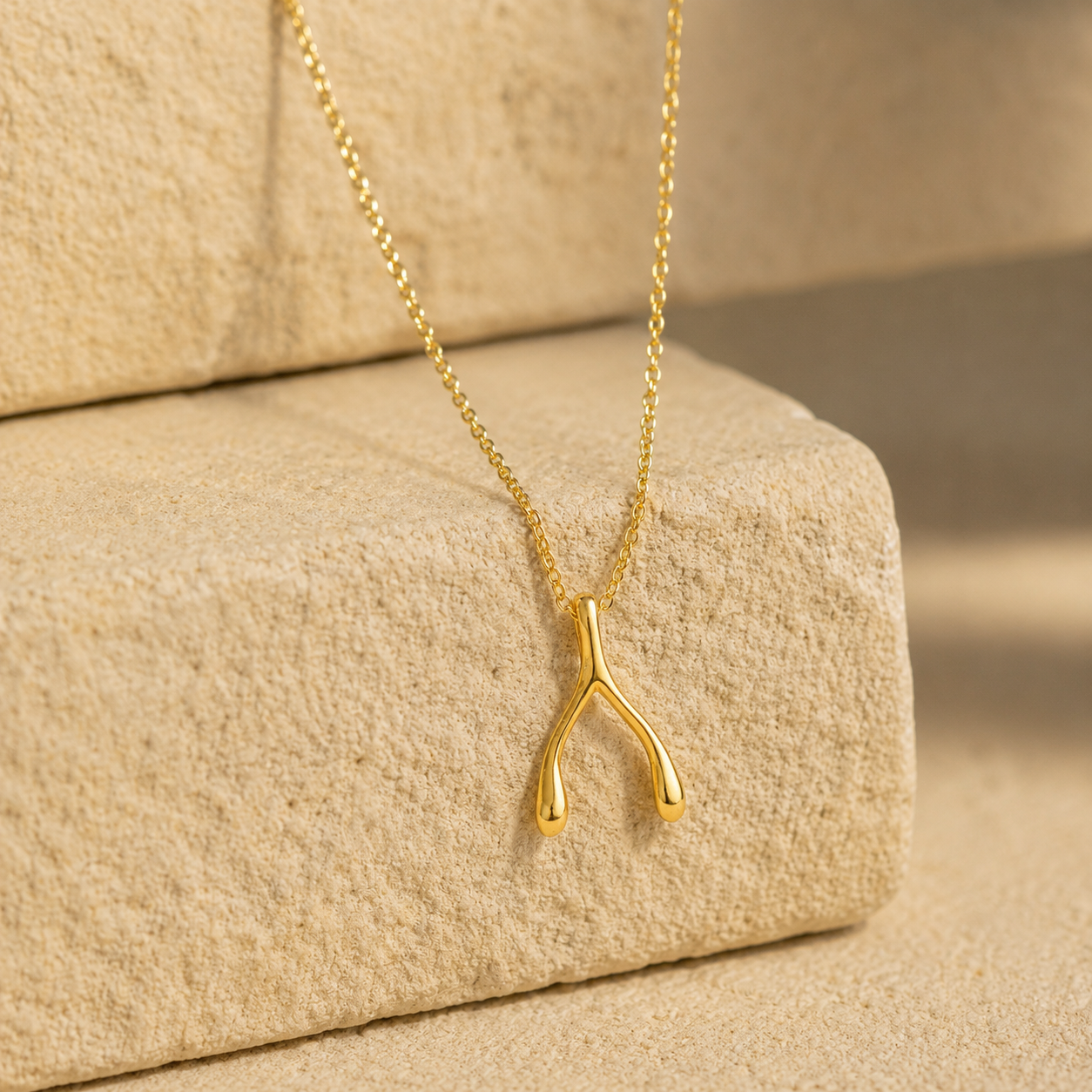 925 Sterling Silver Wishbone Pendant Necklace