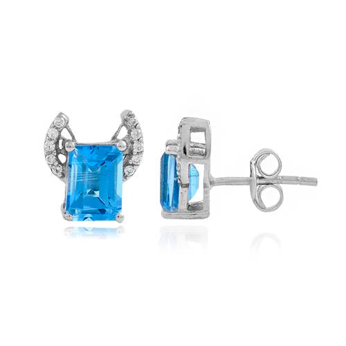 Wings Blue Topaz Stud Earrings