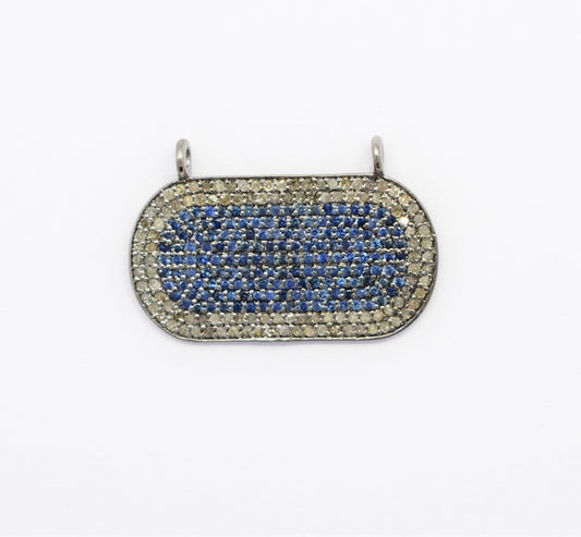 Pave Diamonds Connector Pendants With Sapphire