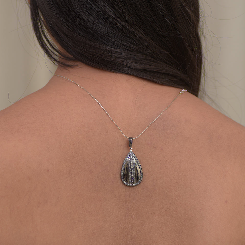 Baguette Diamond Teardrop Pendant