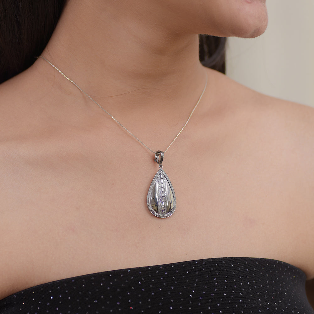 Baguette Diamond Teardrop Pendant