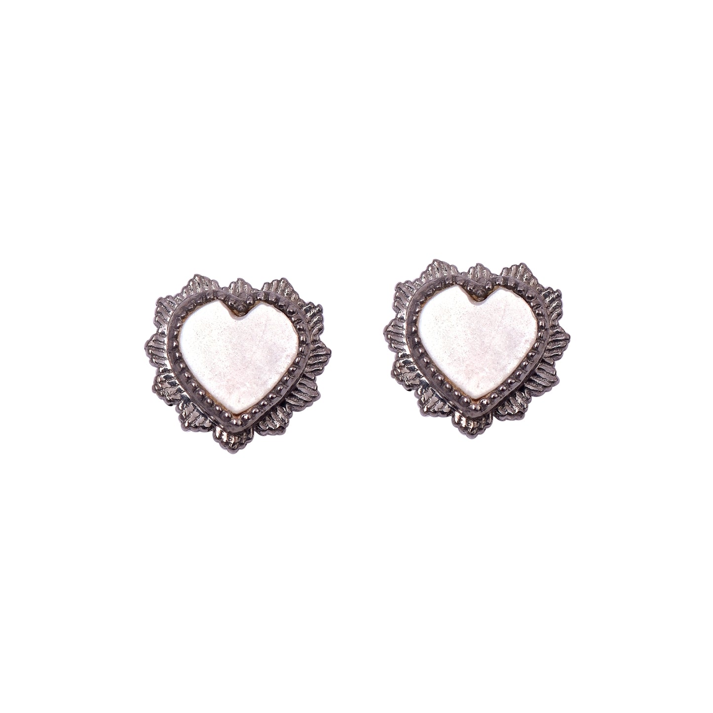 Mother Of Pearl Love Heart Studs Earrings