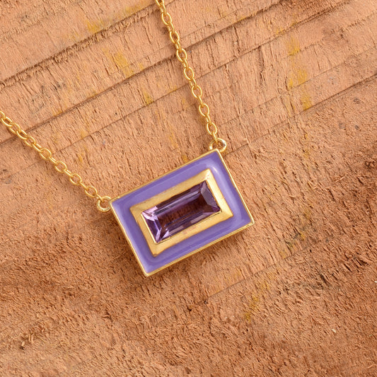 Purple Amethyst Enamel Chain Necklace