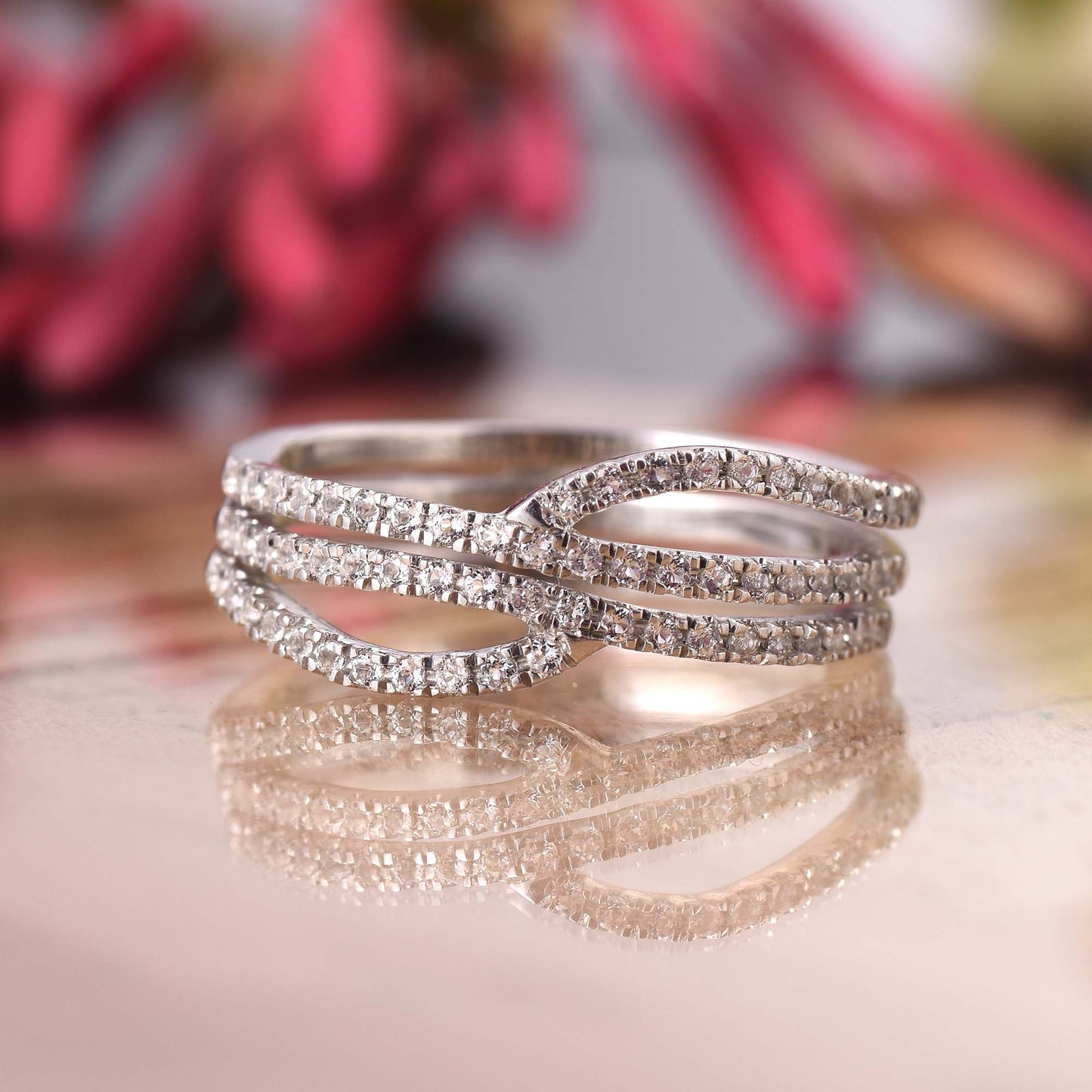 Wave White Topaz  Engagement Rings