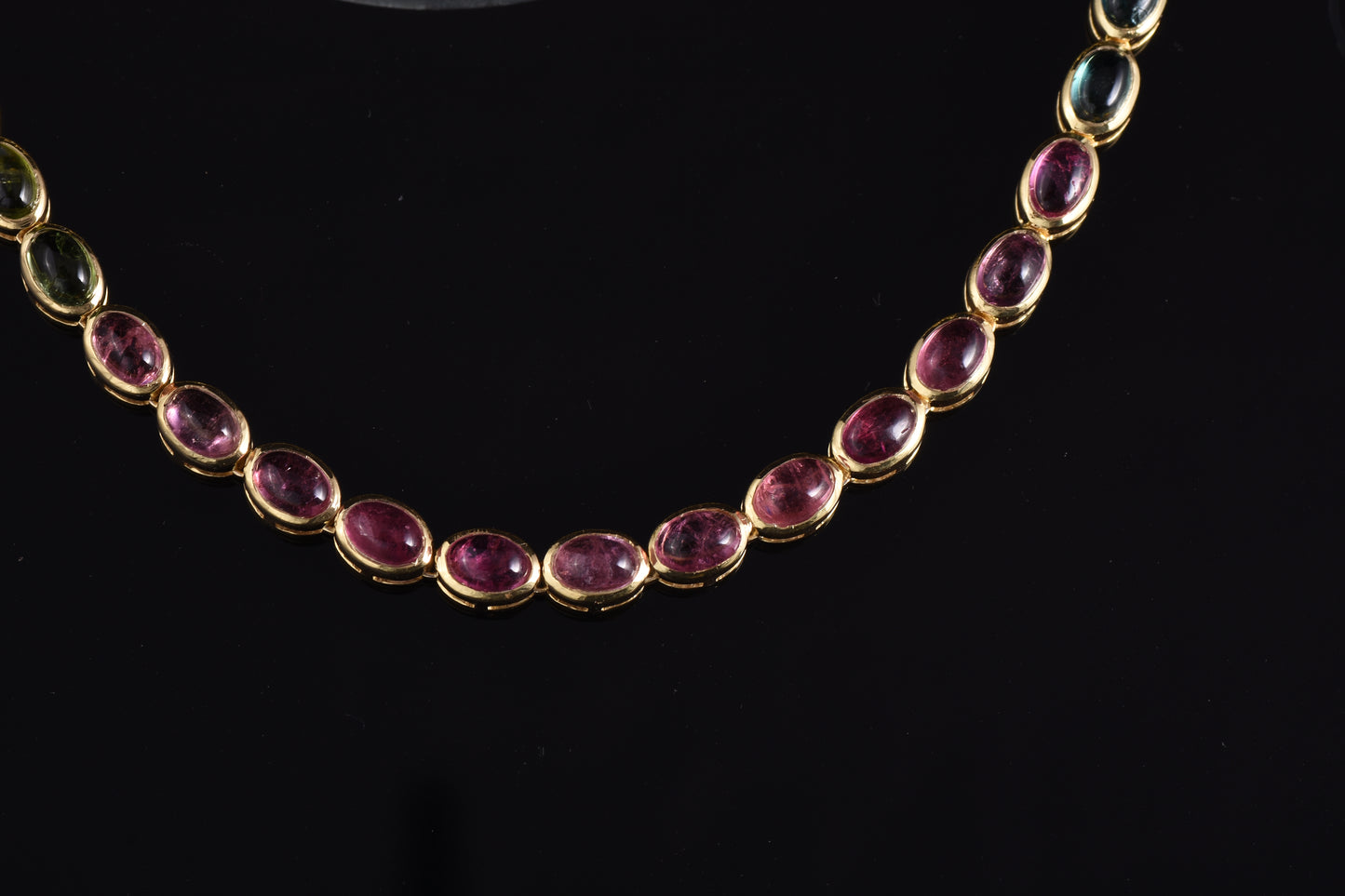 Cabochon Multi Tourmaline Tennis Necklace 925 Silver