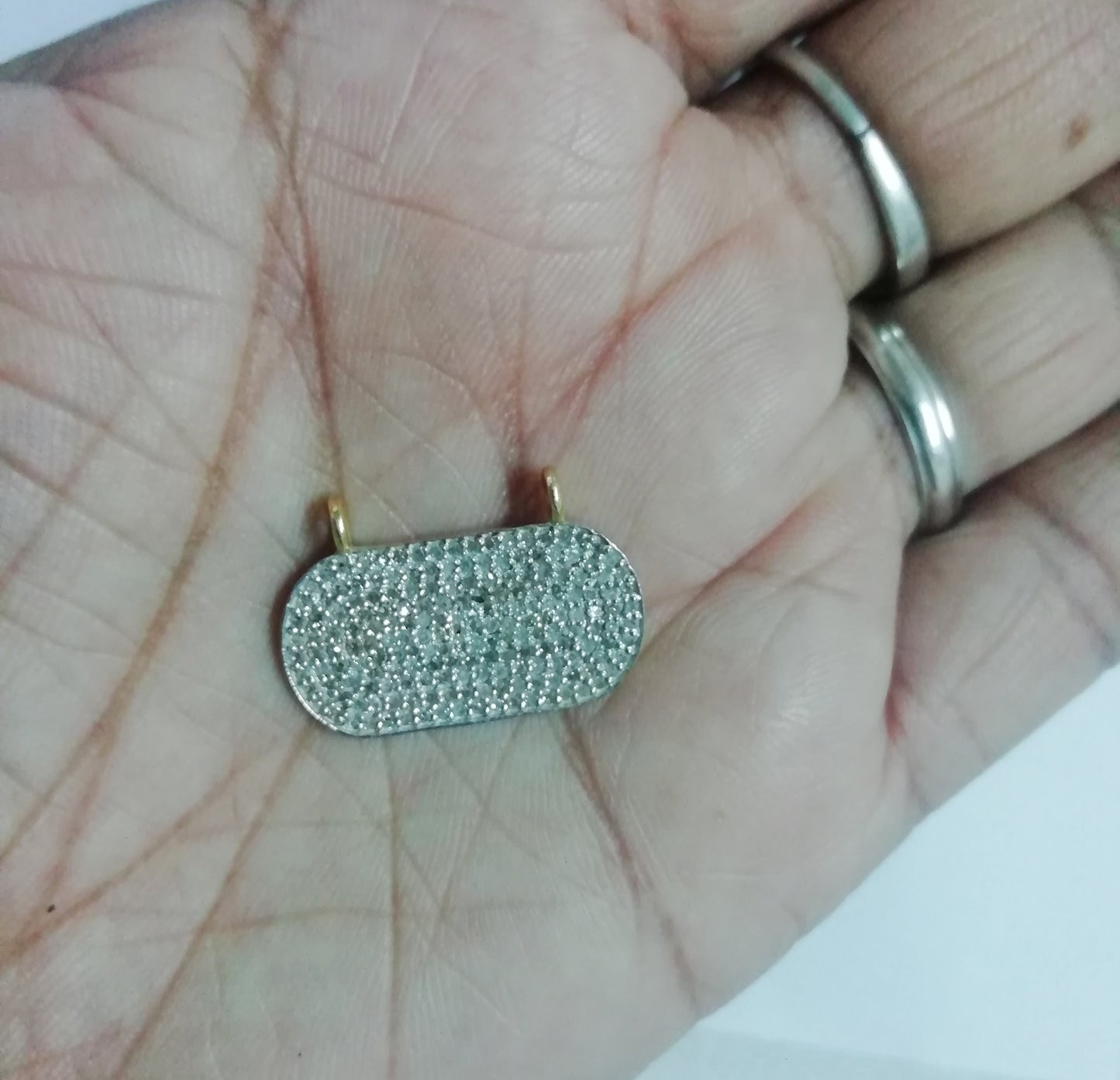 Pave Diamond Silver Connector Pendant
