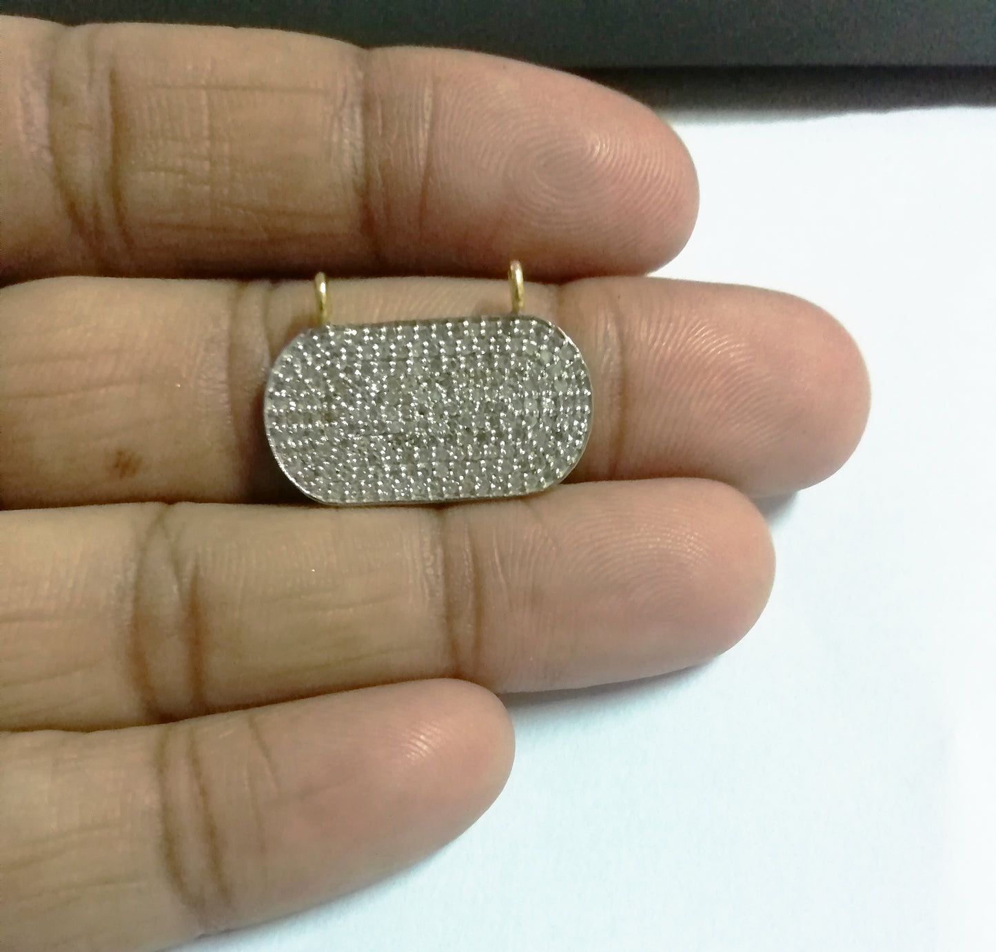 Pave Diamond Silver Connector Pendant