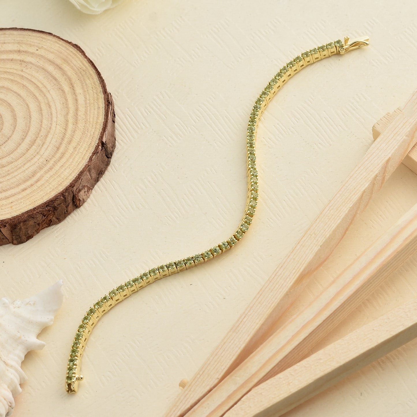 Natural Green Forest Peridot Tennis Bracelet 925 Silver