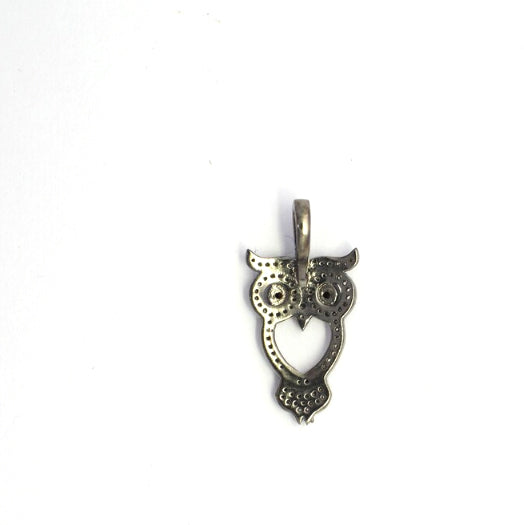 Silver Foresight Owl Face Pendant with Smokey Quartz