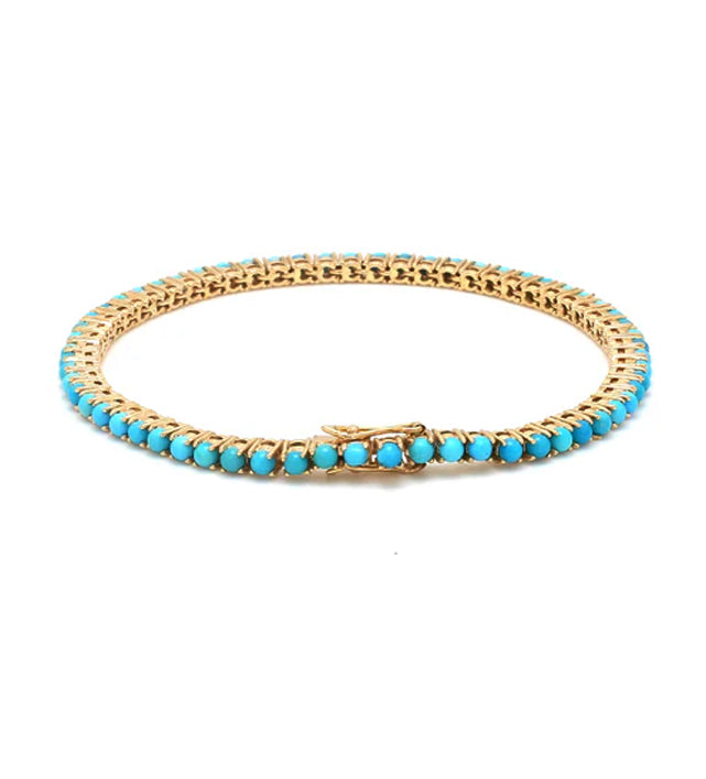 Turquoise Round Tennis Bracelet 925 Silver