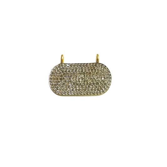 Pave Diamond Silver Connector Pendant