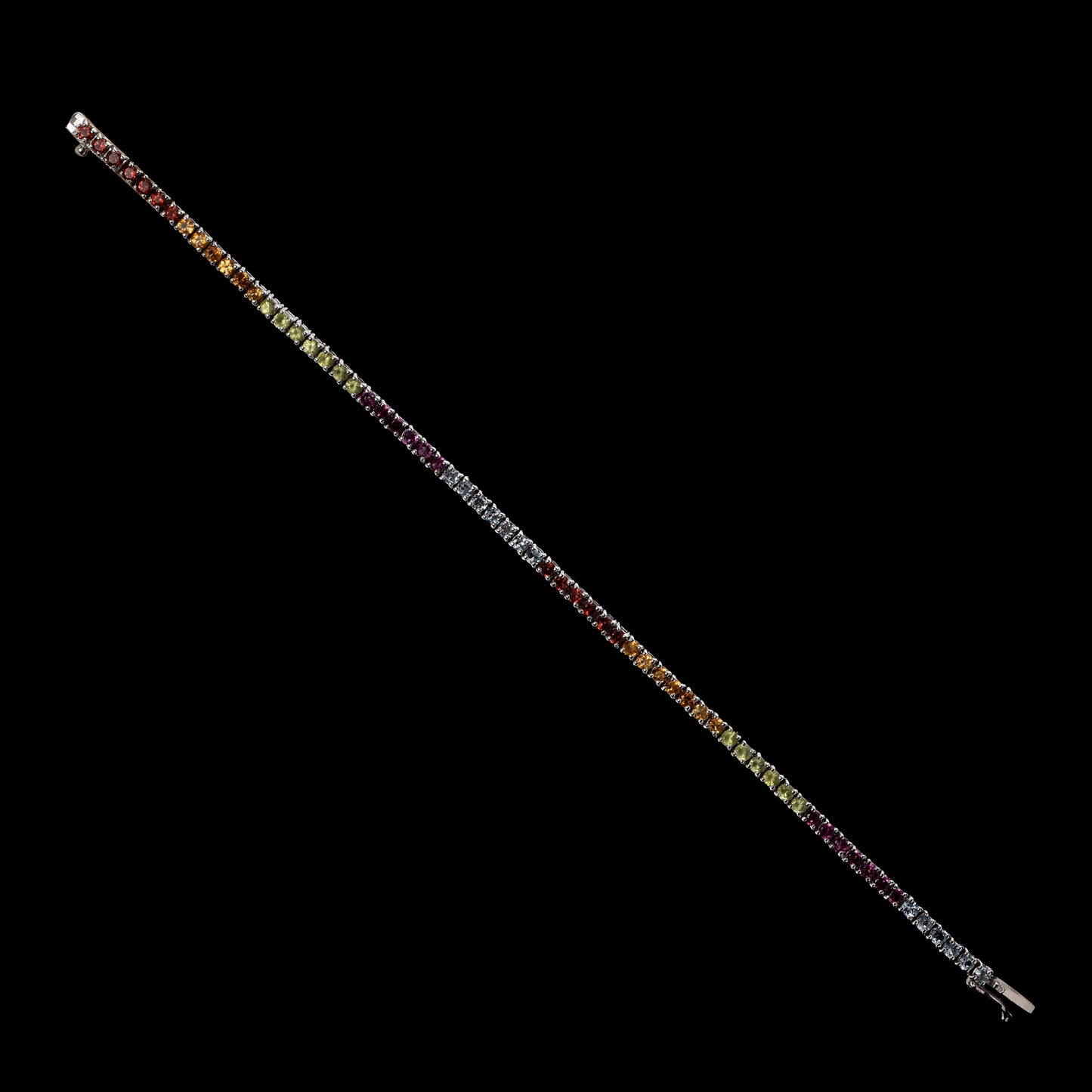 925 Silver Multi Gemstone Tennis Bracelet