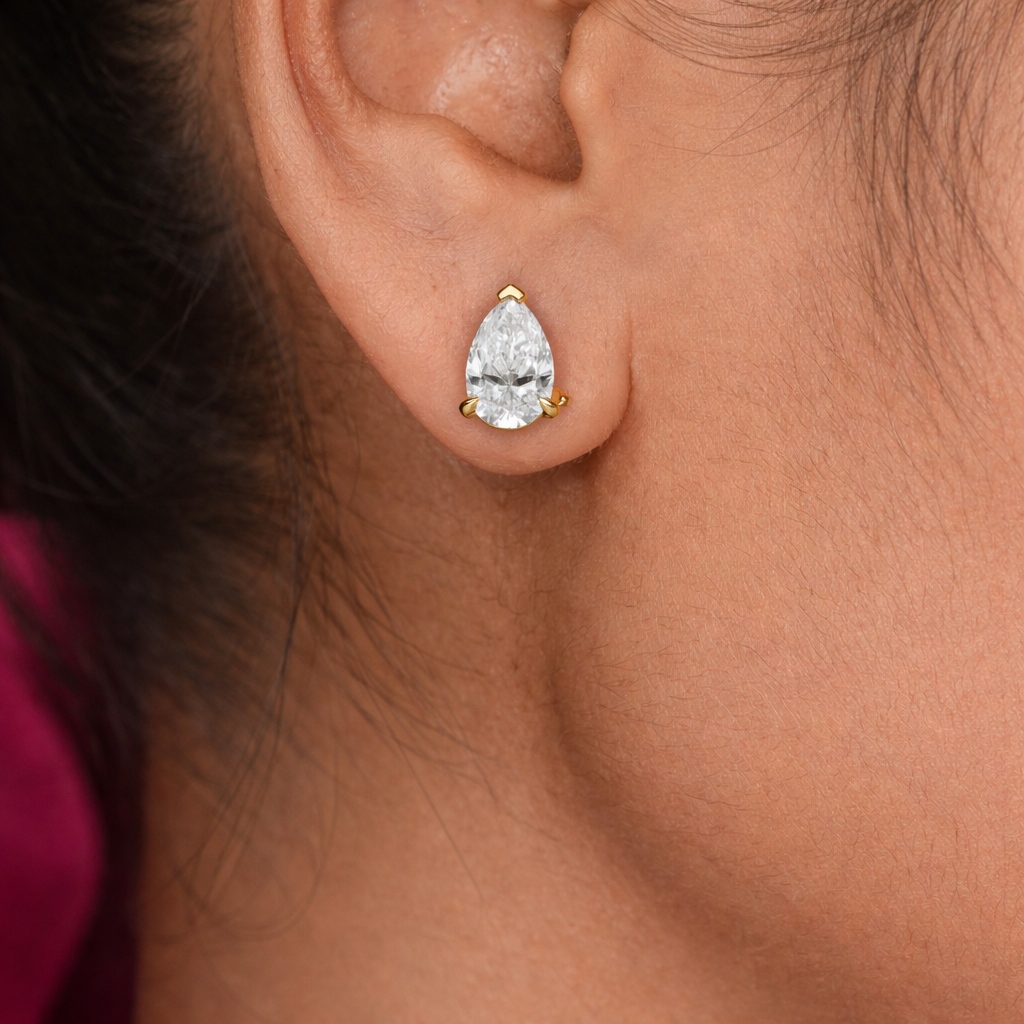 Pear Shape Lab Diamond Stud Earrings
