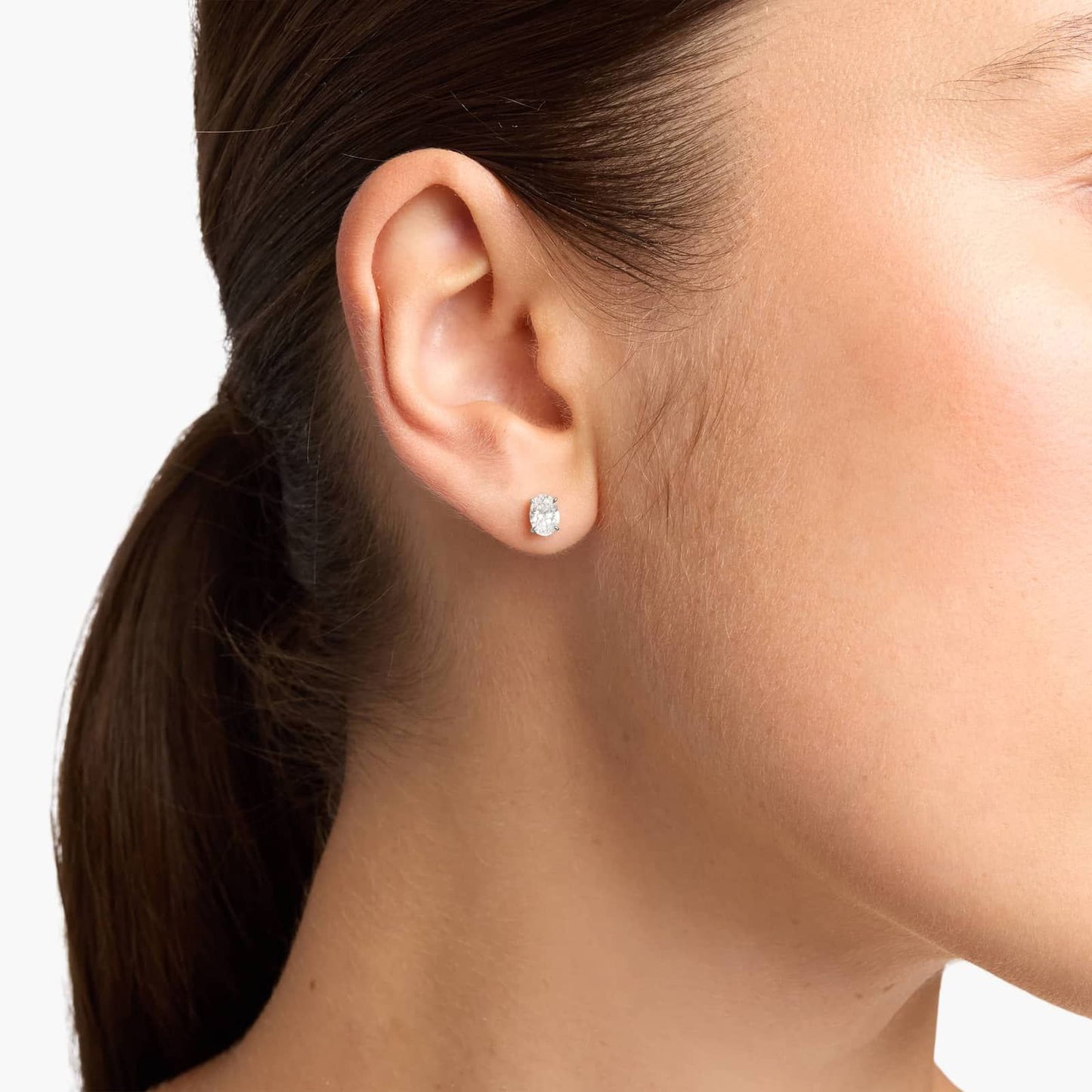 9K Oval Cut Lab Diamond Stud Earrings