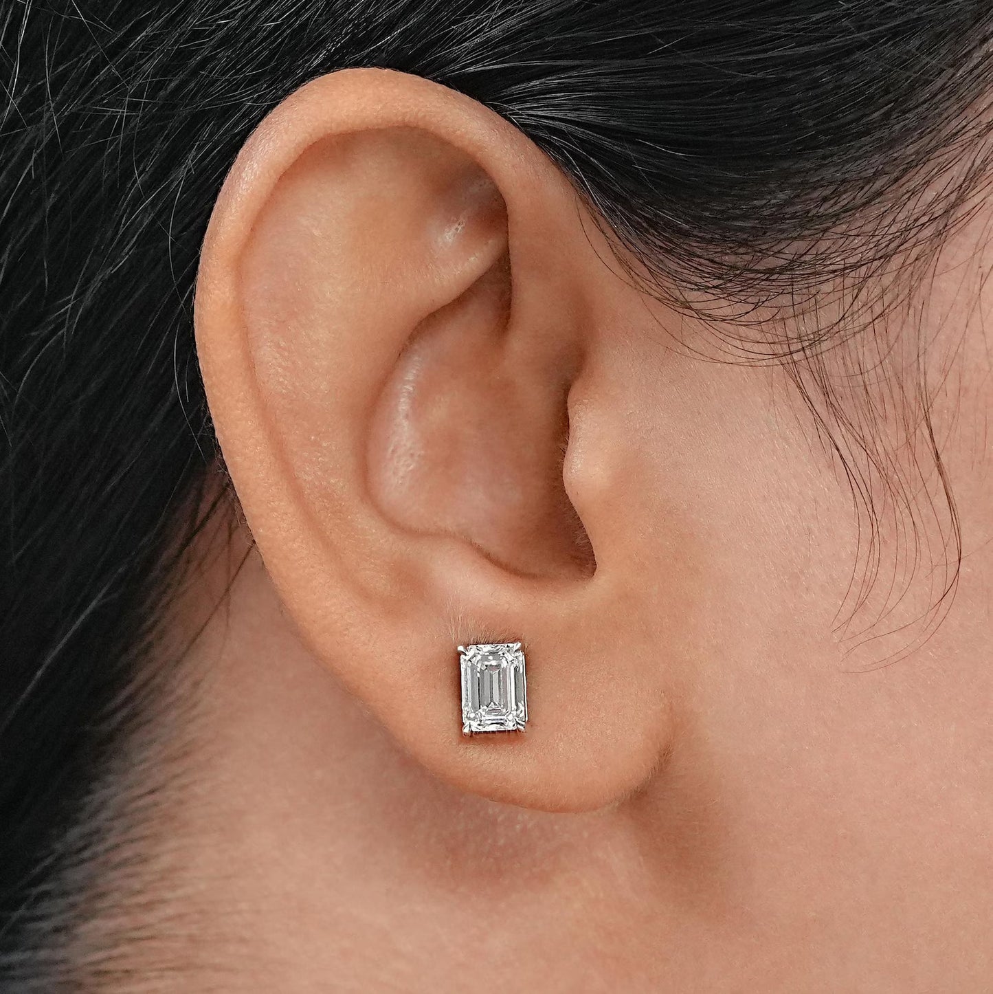 Emerald Cut Lab Diamond Stud Earrings