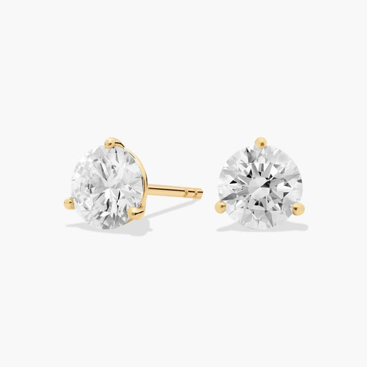 9K Three Prong Lab Diamond Stud Earrings
