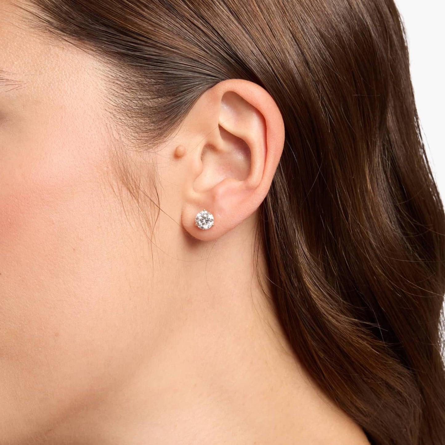 9K Three Prong Lab Diamond Stud Earrings