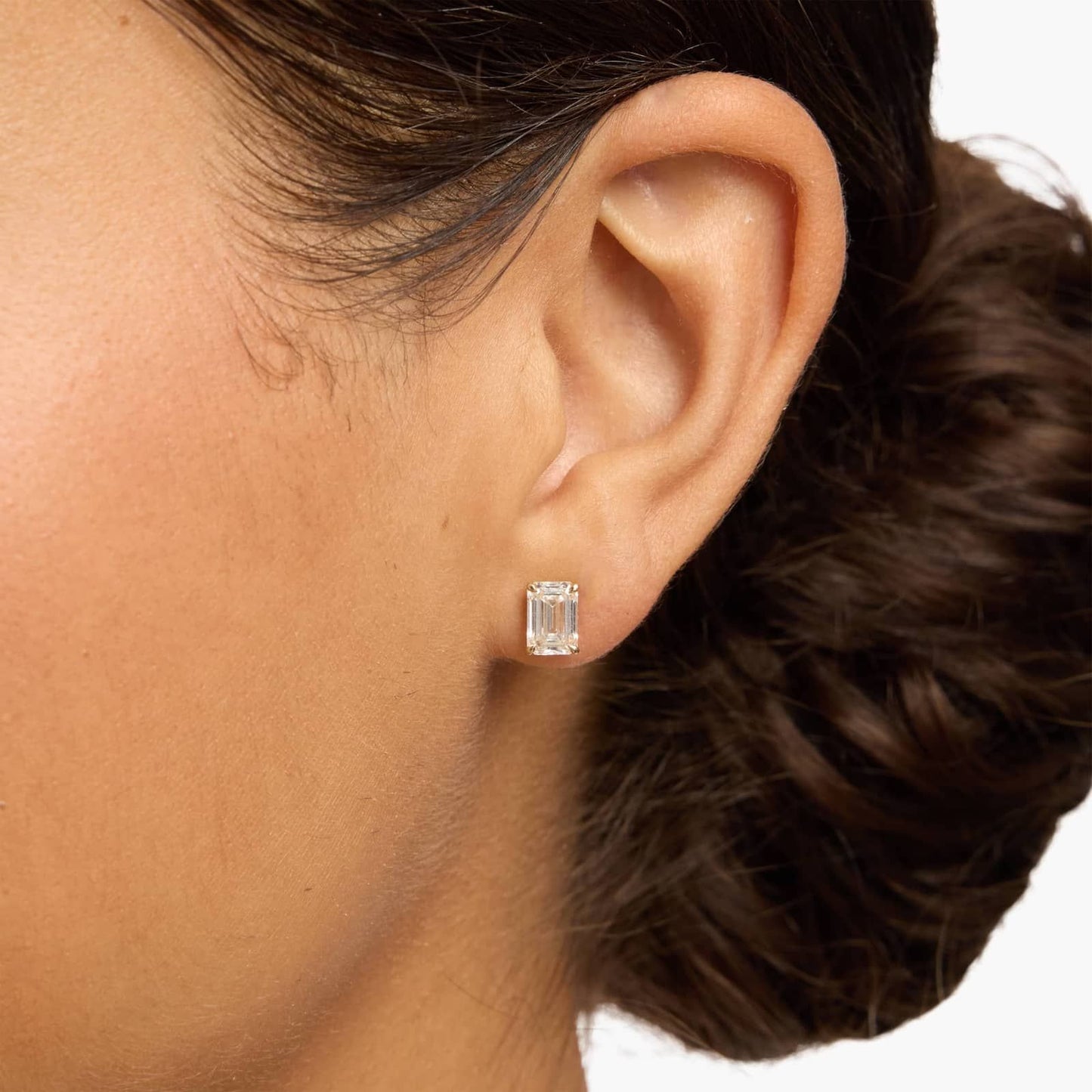 Emerald Cut Lab Diamond Stud Earrings