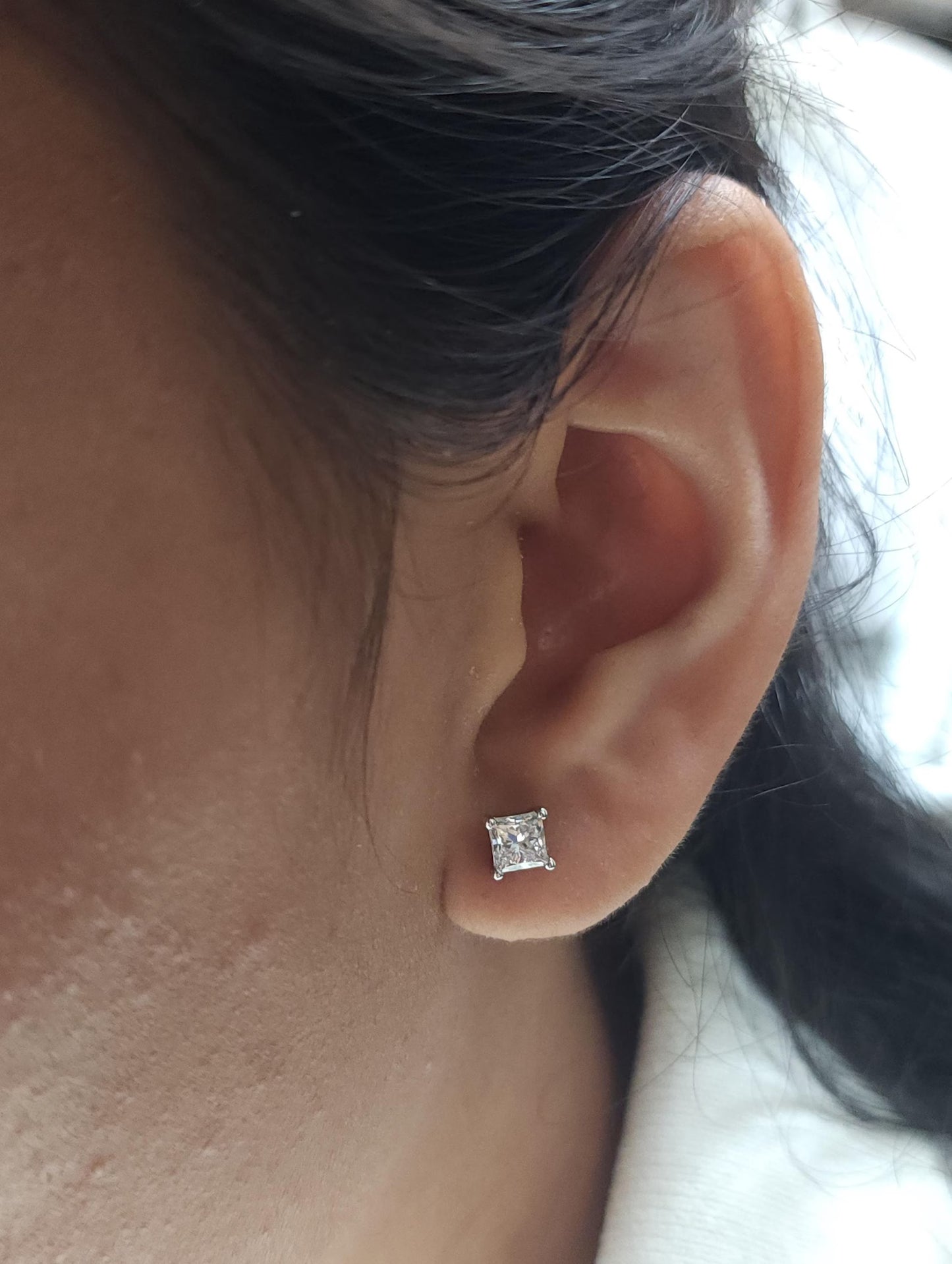 9K Princess Cut Lab Diamond Earrings