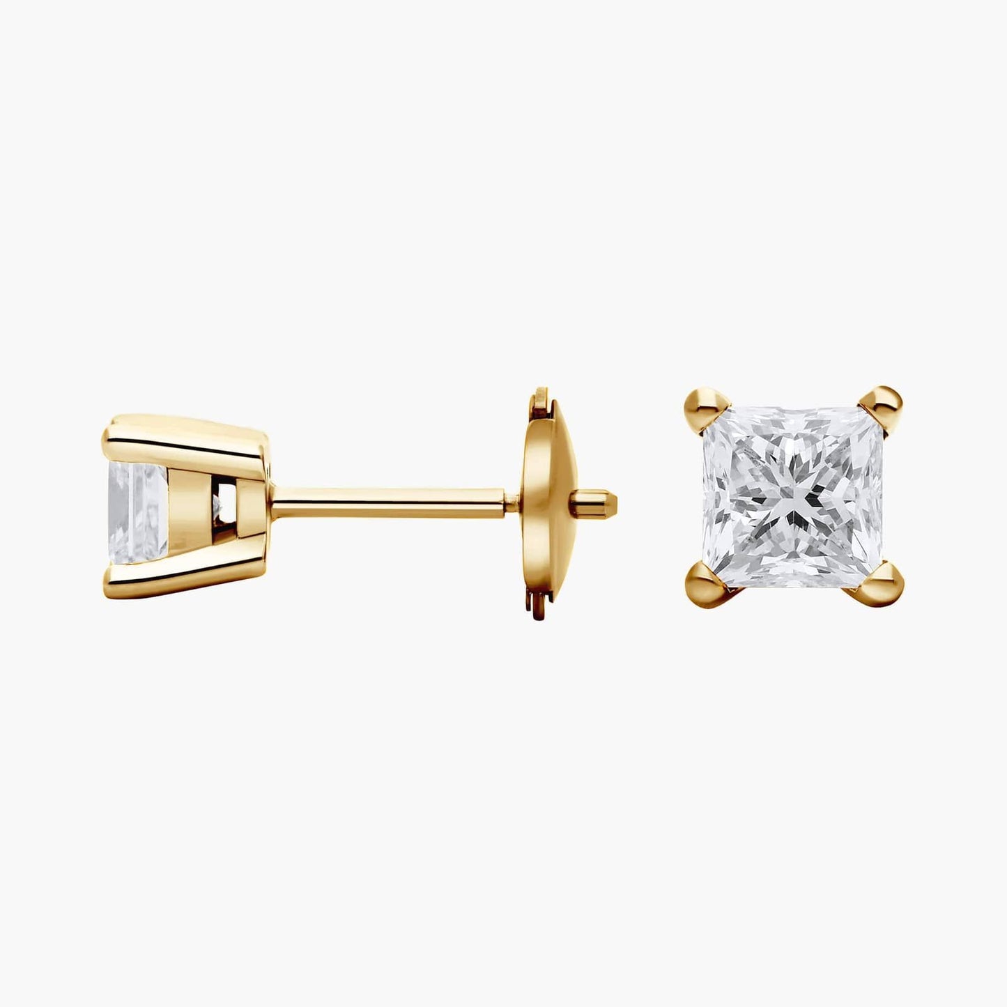 9K Princess Cut Lab Diamond Earrings