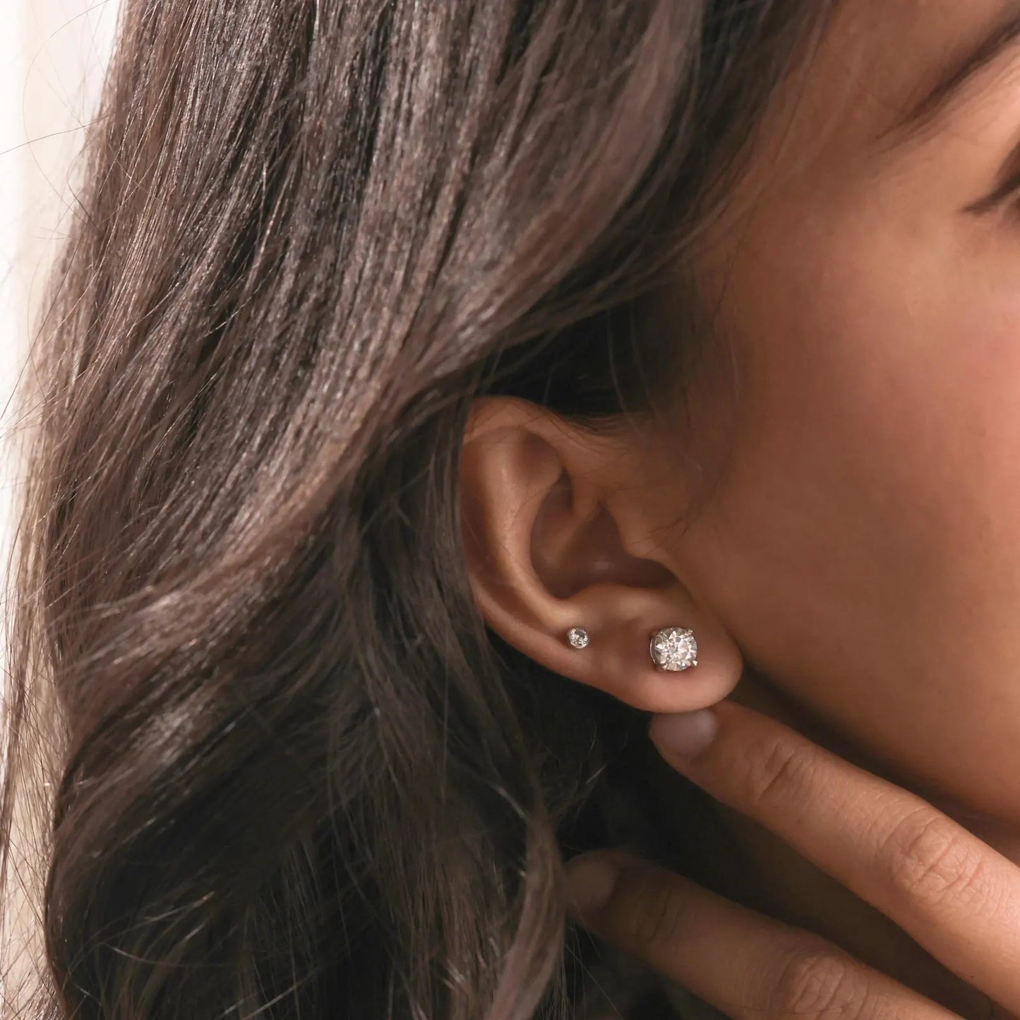 4 Prong Lab Diamond Stud Earrings 9K